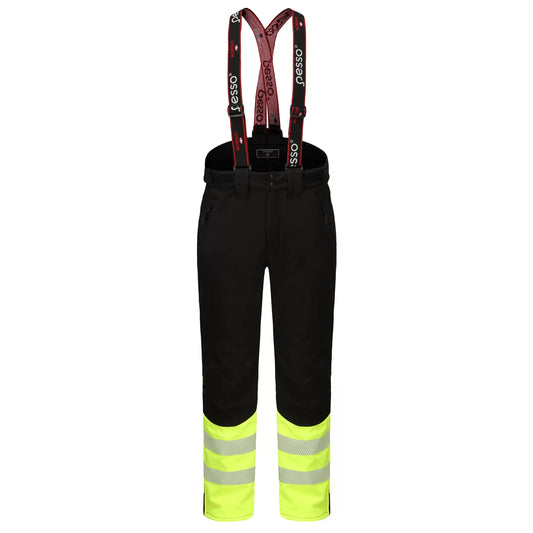 BARNABI_HVJ, SOFTSHELL WINTER TROUSERS PESSO, BLACK/YELLOW