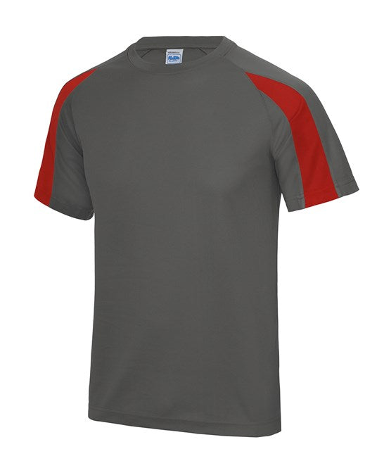 JC003, RAL T-Shirt Just Cool Contrast Cool Tee French (Charcoal/Fire Red )