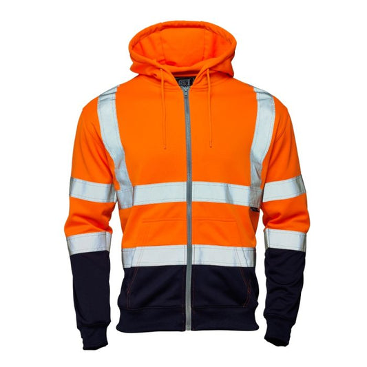3188 Supertouch Hi Vis Orange 2 Tone Hooded Zipped Sweatshirt