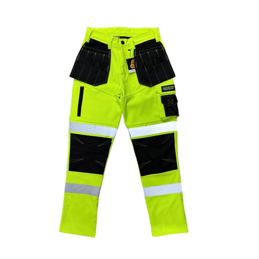 HV-059 MEN’S HI-VIS AVIATOR SOFTSHELL TROUSERS – YELLOW / REG LEG