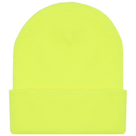 ACRYLIC KNITTED WINTER HAT YELLOW NEON
