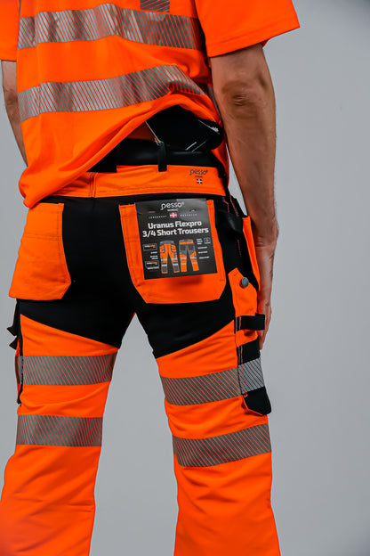 KB135OR, WORKWEAR 3/4 SHORT TROUSERS PESSO URANUS FLEXPRO 135, ORANGE