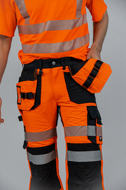 KB135OR, WORKWEAR 3/4 SHORT TROUSERS PESSO URANUS FLEXPRO 135, ORANGE