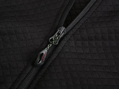 FL06_B ,WARM ZIP THROUGH FLEECE SWEATER PESSO , BLACK-YELLOW