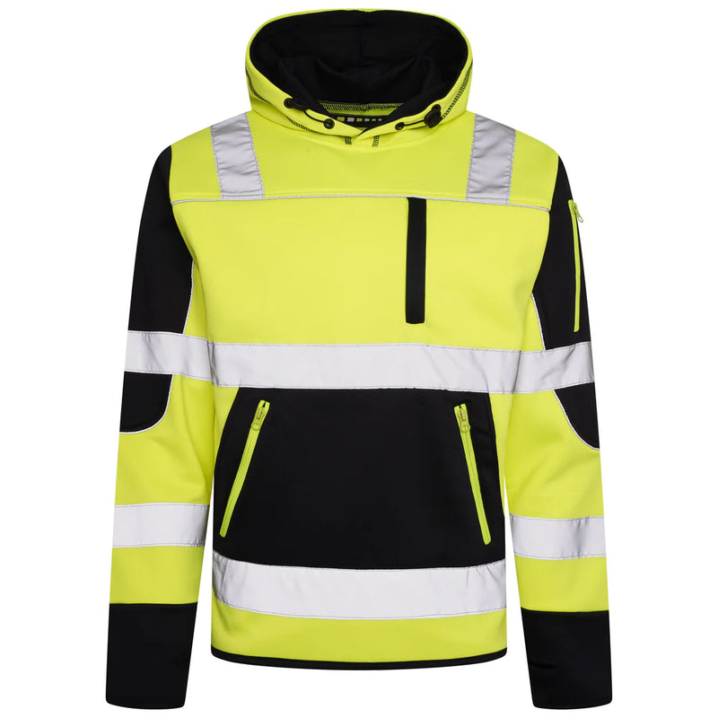 HV-042 Aviator High Vis 4 Pockets Pullover Hoodie - GREEN/Navy
