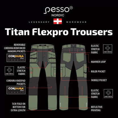 KD125Z, WORKWEAR TROUSERS PESSO TITAN FLEXPRO, GREEN