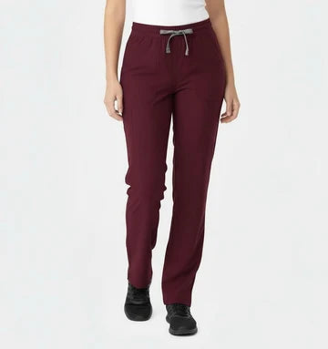 PHILTEX Ladies Stretch Polyester Scrub Bottoms (Burgundy)
