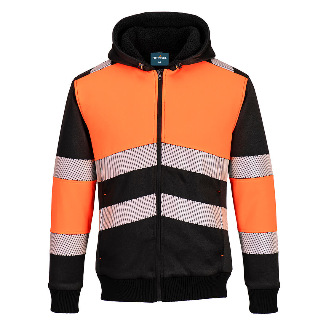 PW377  Hi-Vis Zipped Class 1 Winter Hoodie Orange/Black