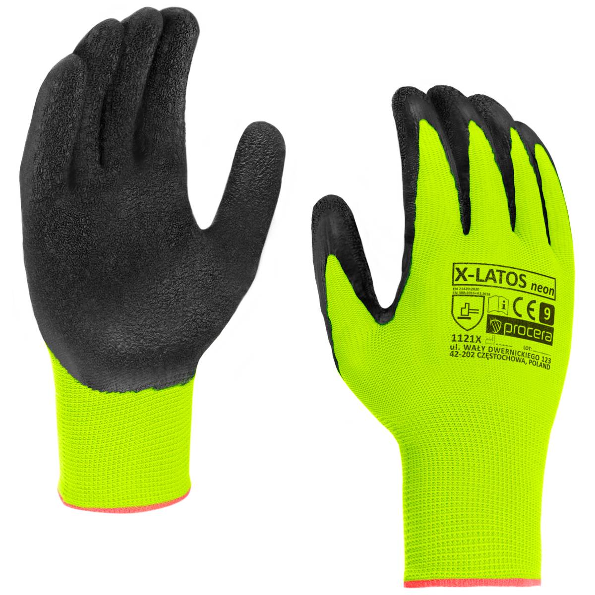 X-LATOS NEON LATEX-COATED PROTECTIVE GLOVES