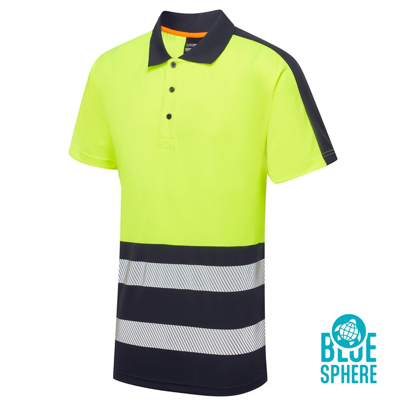 SHV-303D Supertousch Essentials Hi-Vis Eco Coolair Yellow/Navy Polo Shirt