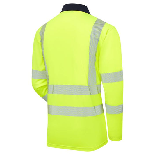 SHV-3054 Essentials Hi-Vis Eco CoolMax Yellow Long Sleeve Polo