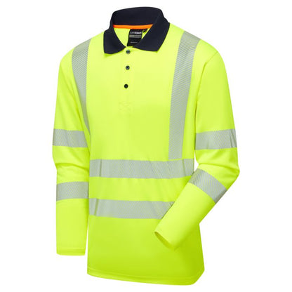 SHV-3054 Essentials Hi-Vis Eco CoolMax Yellow Long Sleeve Polo