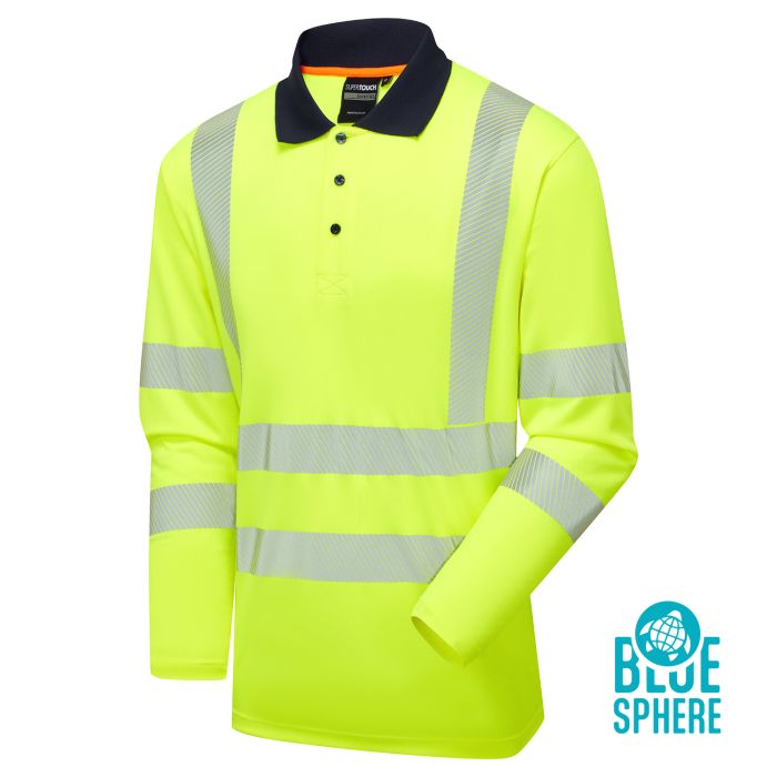 SHV-3054 Essentials Hi-Vis Eco CoolMax Yellow Long Sleeve Polo