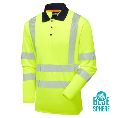 SHV-3054 Essentials Hi-Vis Eco CoolMax Yellow Long Sleeve Polo