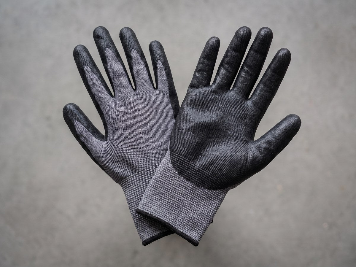 Pair of coated work gloves