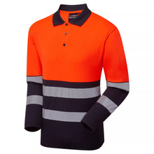 ESS600 Essentials Hi-Vis Eco Orange/Navy CoolAir Long Sleeve Polo