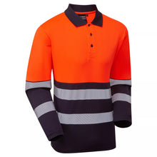 ESS600 Essentials Hi-Vis Eco Orange/Navy CoolAir Long Sleeve Polo