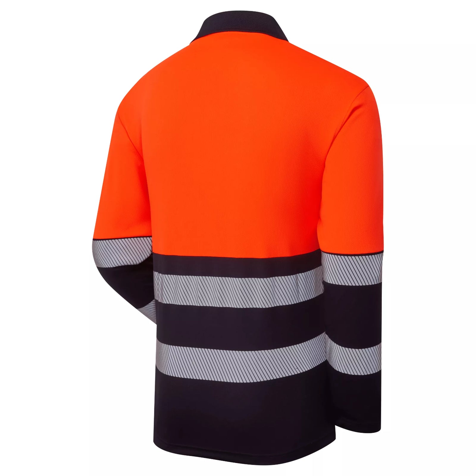 ESS600 Essentials Hi-Vis Eco Orange/Navy CoolAir Long Sleeve Polo