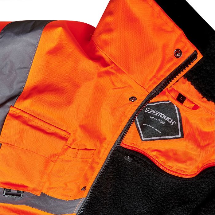 37B8 Supertouch Hi-Vis Vapour Shield 4.4 Orange 2 in 1 Bomber Jacket