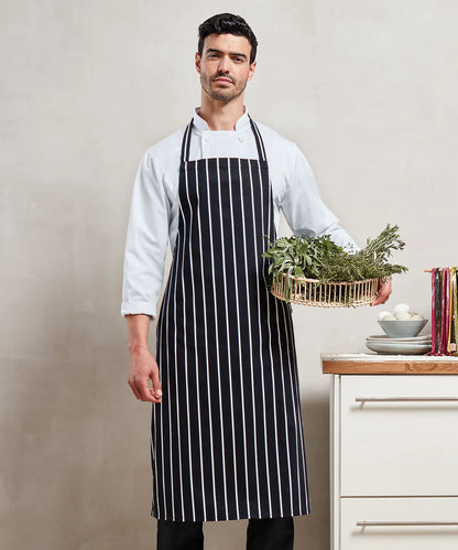 PR110 Premier Striped bib apron Navy/White
