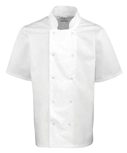 PR664 Studded front short sleeve chef's jacket