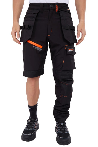 WW-076 (NAVY/ORANGE) Men's AVIATOR  SOFT SHELL CARGO TROUSERS, REG LEG