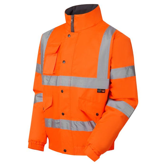 SHV-0548 Supertouch Hi Vis Orange Fleece Lined Bomber Jacket