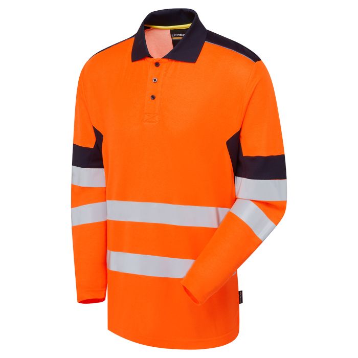 SYH-305D Supertousch System Hi-Vis Eco Orange CottonCool Long Sleeve Polo